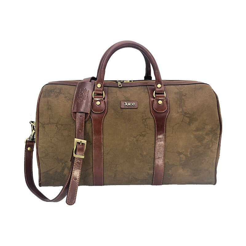 Hand buffered leather and canvas travel bag art. 112243