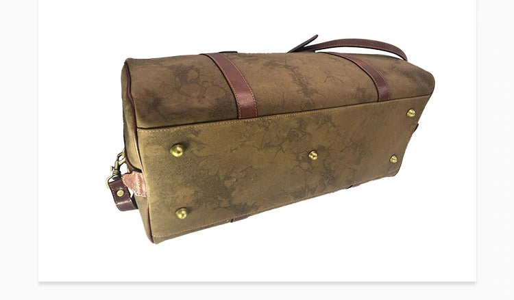 Hand buffered leather and canvas travel bag art. 112241