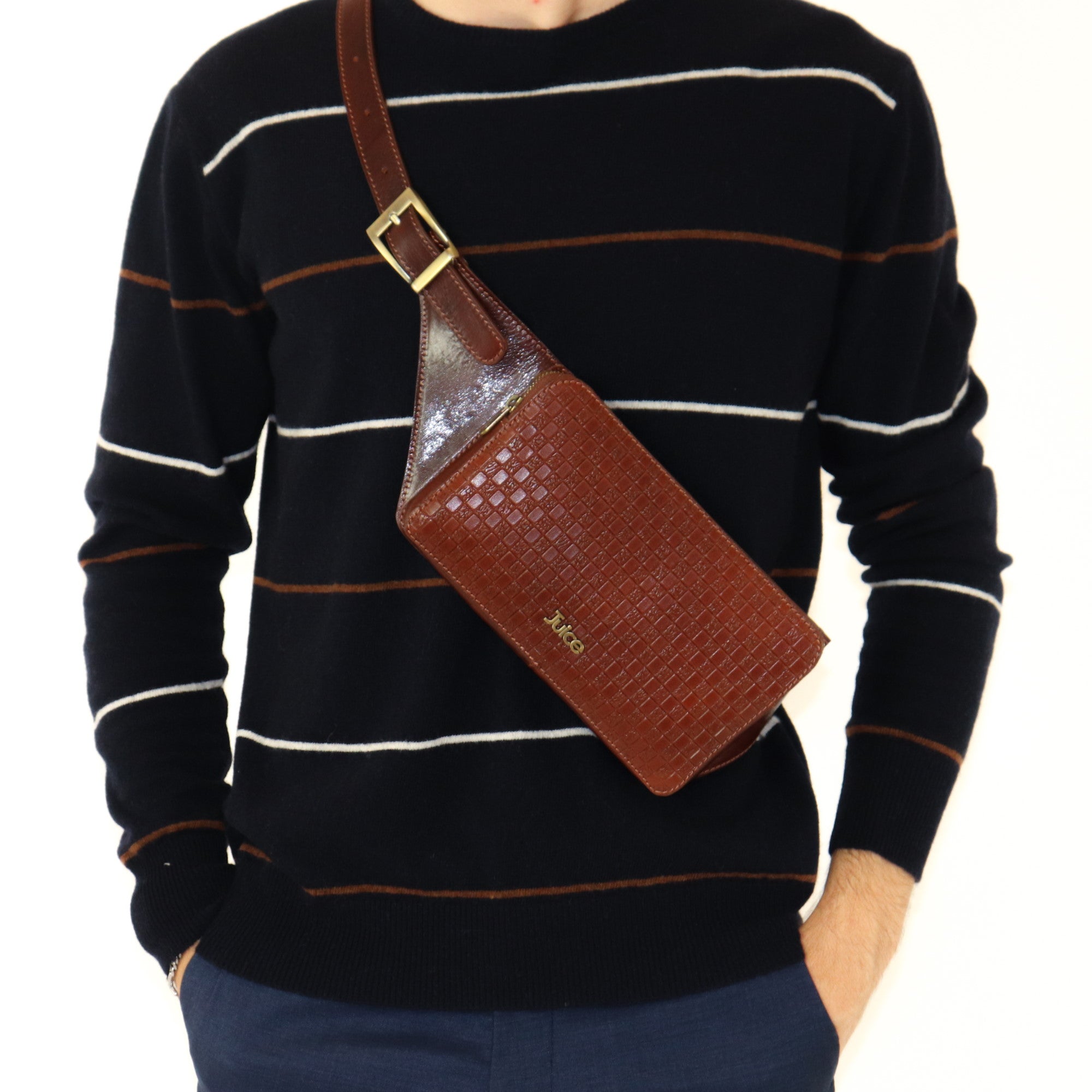 Hand buffered leather belt and crossbody bag art. 112211