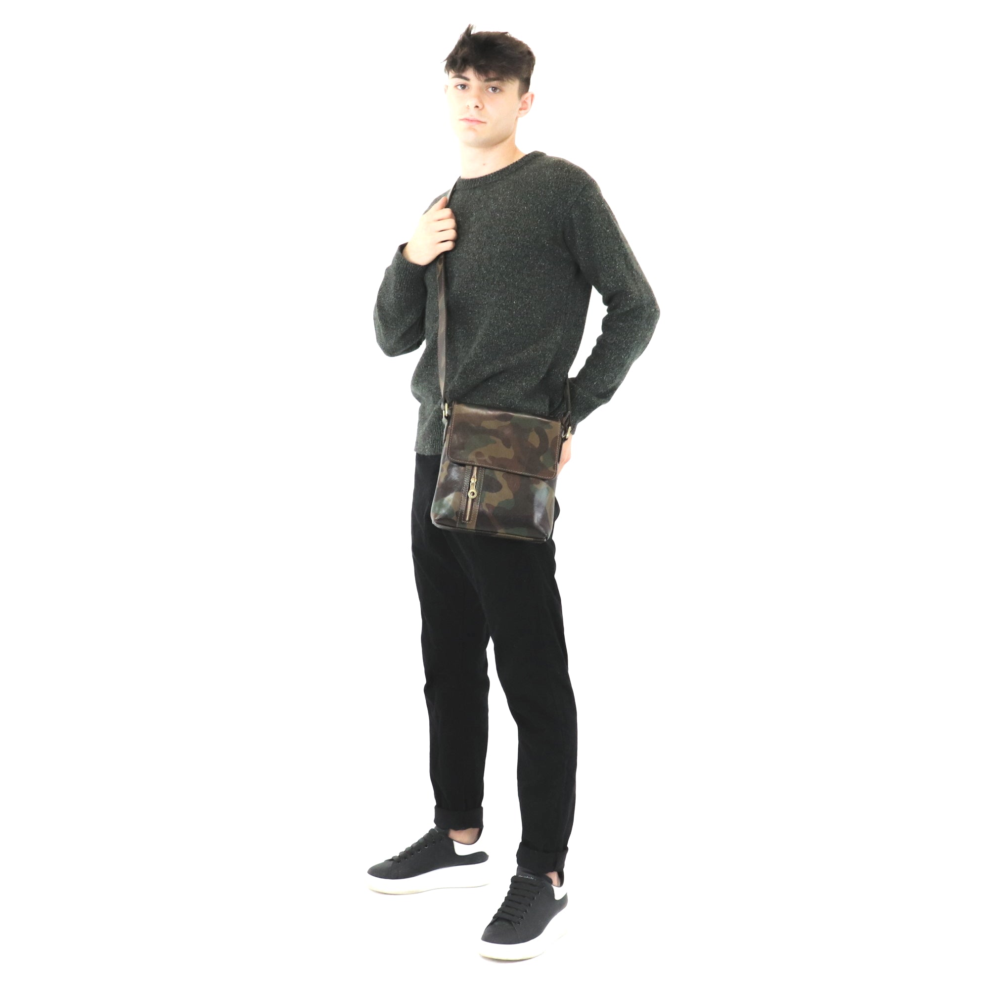 Printed leather shoulder bag art. 112230