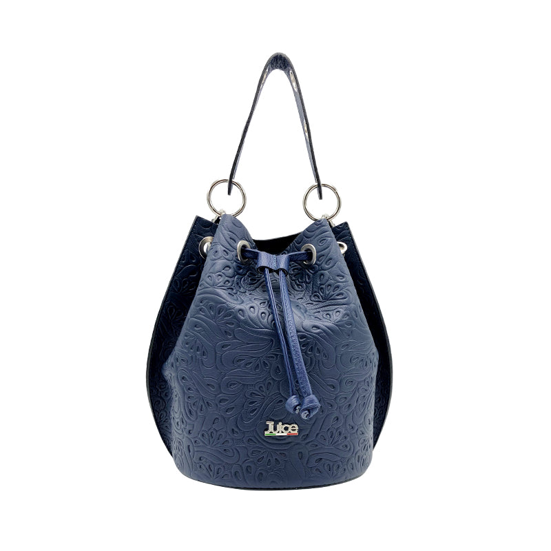 Soft embossed and tumbled genuine leather handbag art. 112163