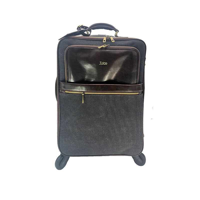 Hand buffered leather and canvas trolley art. 112239