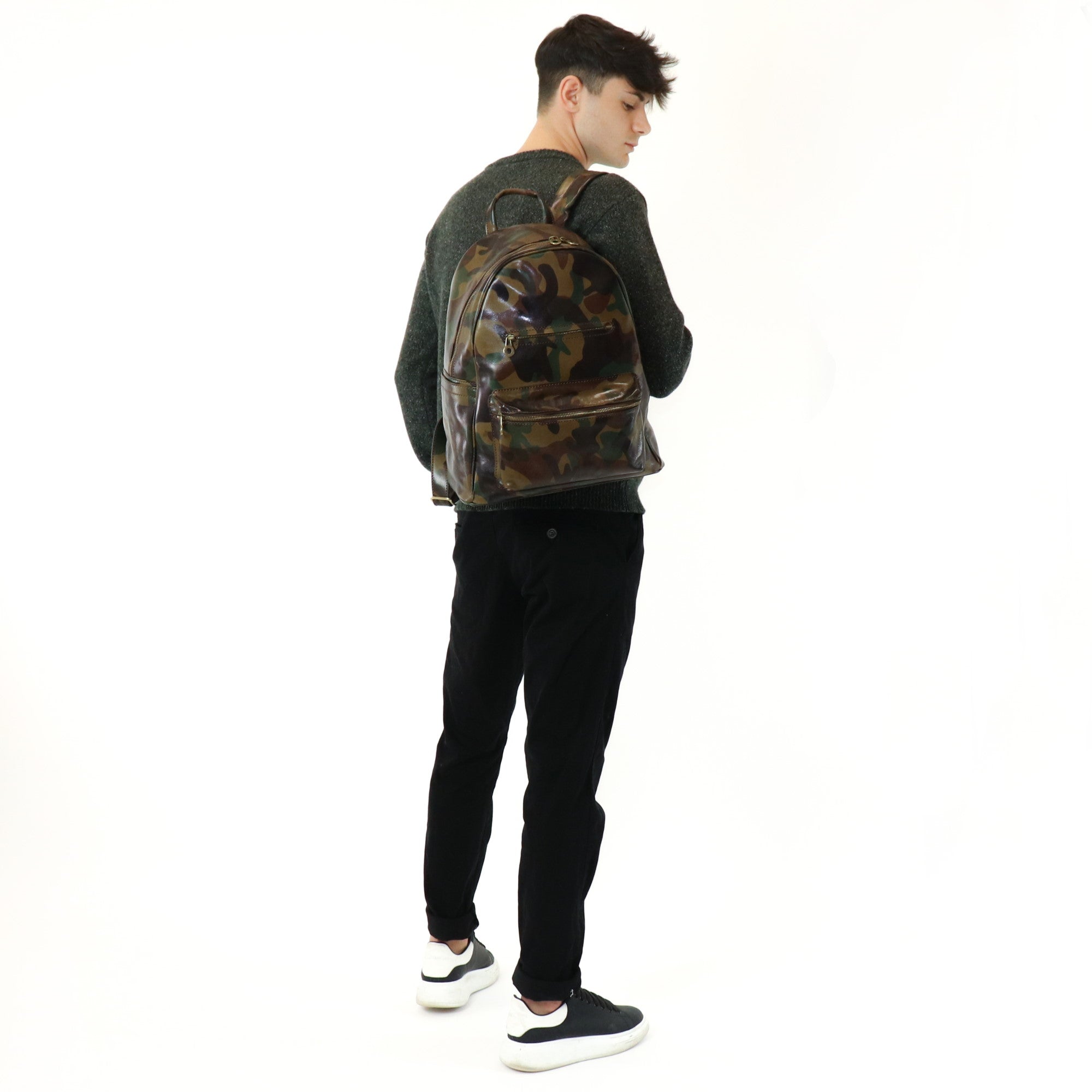 Printed leather backpack art. 112232