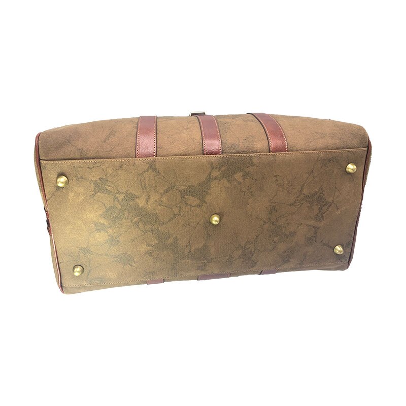 Hand buffered leather and canvas travel bag art.112242