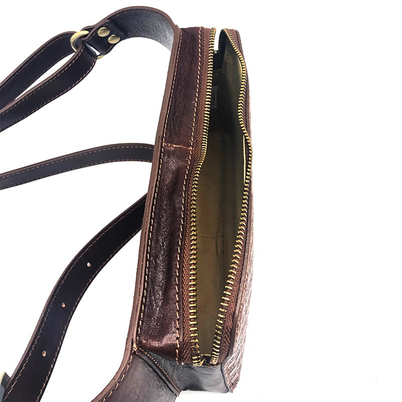 Hand buffered leather belt and crossbody bag art. 112211