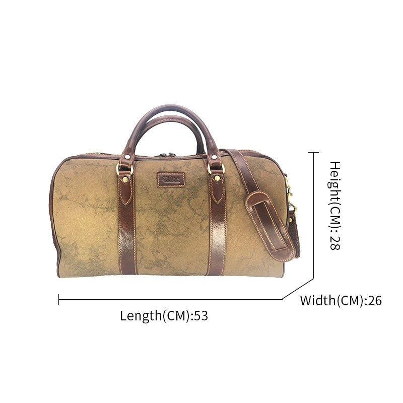 Hand buffered leather and canvas travel bag art. 112246